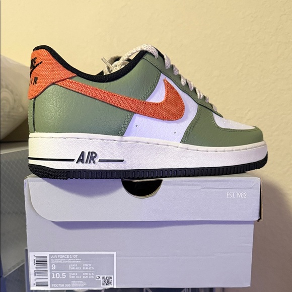 Nike Other - Nike Air Force 1 Low Olive Green Orange White (Reasonable Offers Accepted)